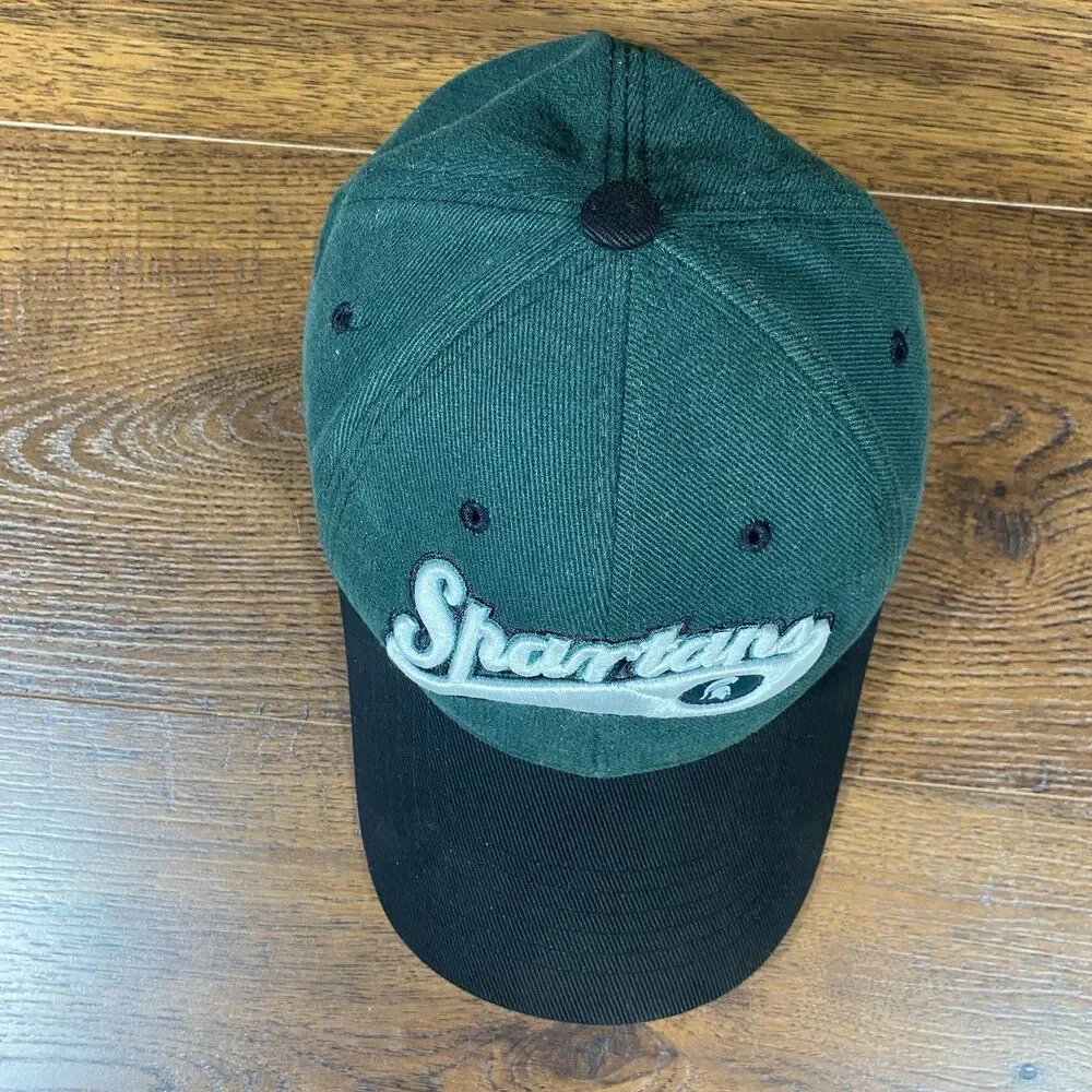 Michigan State Spartans Hat Cap Strap Back Green Embroidered Logo Mens NCAA